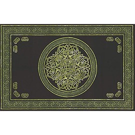 India Arts Cotton Celtic Circular Knot Print Tapestry-88 x 106"-Green
