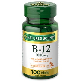 Nature's Bounty Vitamin B12, Supports Energy Metabolism, 1000 mcg, 100 Count,.