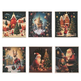 Christmas Swedish Kitchen Dishcloths Dish Cloths, 6 PCS Swedish Dish Cloths Kitchen, Reusable Absorbent Fast Dry Gnomes Santa Elk Swedish Dishcloth for Home Kitchen Supplies
