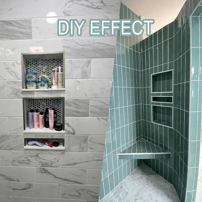 Uni-Green Shower Niche Ready for Tile 16"X34"(16"x14"+16"x20"), Set of Two