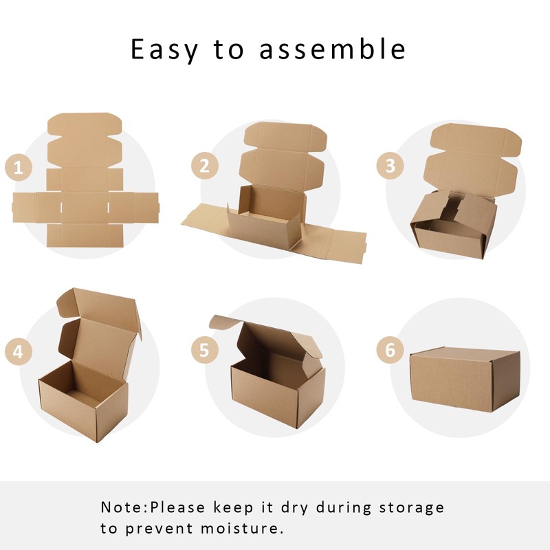 BIOBROWN 6x4x3" 50 Pack Corrugated Cardboard Boxes Small Shipping Box