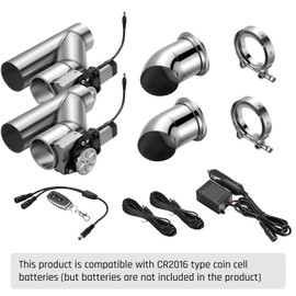 SPELAB Dual Electric Exhaust Cutout 3.0 Inch with Elbow Muffler Exhaust Valve Kit with One Controller Remote Kit