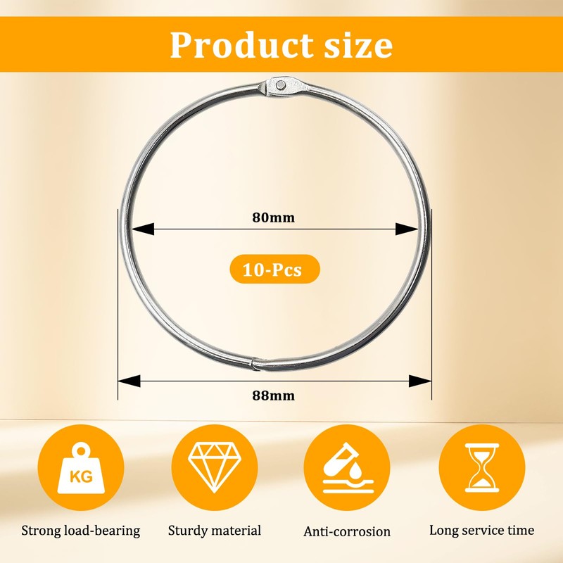 Pack of 10 80 mm Goods Ring Large Metal Ring