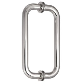 One Pair of Stainless Steel 304 Grade Tubular Round Back to Back Shower Door Pull Handle 3/4" Diameter SSTB203M (8-Inch, Round, Mirror Chrome Finish SSTB203M)
