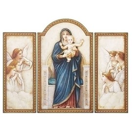 Joseph's Studio by Roman, Panels & Plaques Collection, 20" H Virgin Mary Triptych, Home Décor, Devout Gift, Prayerful Inspiration (1x26x20)