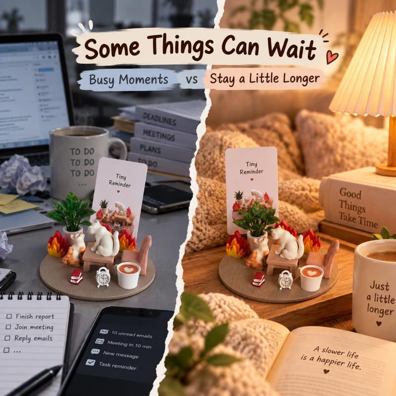 Sleepy Cat Desk Decor, Mini Cat Figurine, Encouragement Gift for