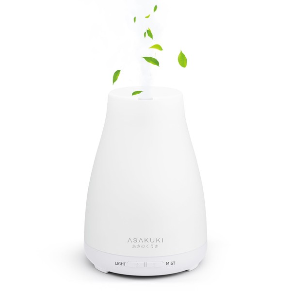 ASAKUKI Aroma Diffuser, Mini Humidifier, Tabletop, USB Powered, 3.4 fl oz (100 ml), Ultrasonic, Stylish, 7 Color Light, Compatible with 6 Tatami Mats, Aroma Compatible, Easy Care, Empty Heating Prevention, For Living Alone