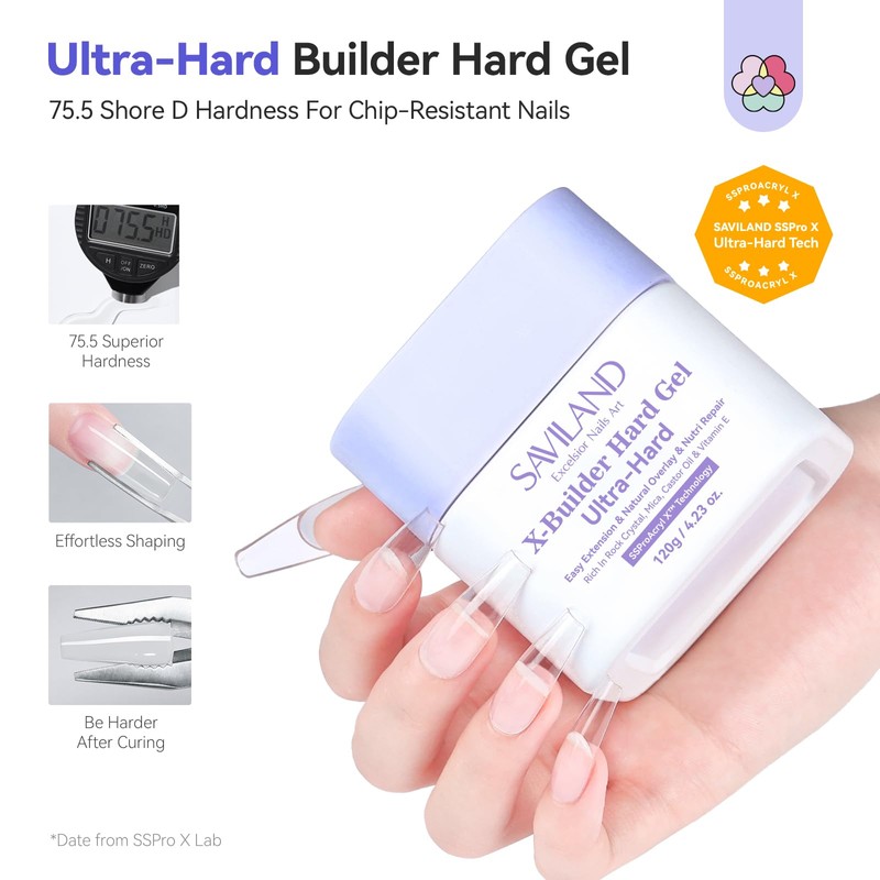 SAVILAND SSProX Ultra Hard Builder Nail Gel: 120 g Clear
