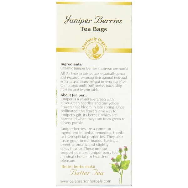 CELEBRATION HERBALS Juniper Berries Tea Organic 24 Bag, 0.02 Pound