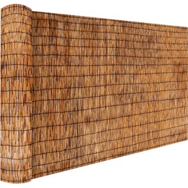 Natural Reed Fencing Rolls,2PACK 4.6FT X 16.4FT Reed Screen Curtain Fence Covering Privacy Bamboo for Outdoor Backyard Patio（Brown）