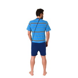 Normann Care 161 171 90 724 Men's Short Sleeve Care Overalls with Zip on Back and Leg, lightblue