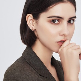 Immobird Silver Hoop Earrings Women's 925 Twisted Hoop Earrings Simple Classic Hoop Earrings for Men and Women Diameter 16 mm, Sterling Silver, No Gemstone