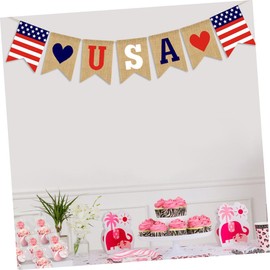 ABOOFAN Dependence Day Celebration USA Flag Burlap Bunting Patriotic Decor 4 of July Party Supplies