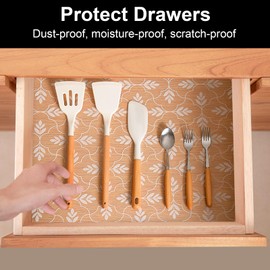 Cooyes Shelf Drawer and Cabinet Liner, Washable Oil-Proof Leaf Shelf Liners for Kitchen Cabinets, Shelves, Refrigerator, Non-Adhesive Drawers Mats（11.8" W x 118" L）