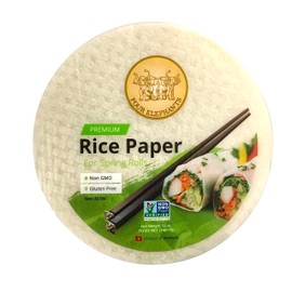 22CM Round Rice Paper Non-GMO | Pack of 3 (12 oz per pack) | Four Elephants Brand | Restaurant Quality Premium Spring Roll | 1 2 3 Seconds & Roll