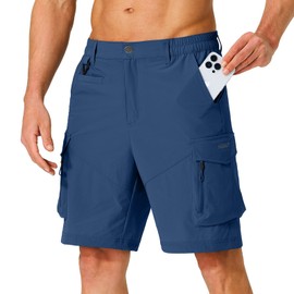 Pantalones cortos cargo de senderismo para hombre, de secado rápido, ligeros, con múltiples bolsillos, para pesca, camping, golf