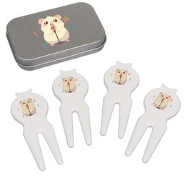 Azeeda 'Cute Hamster Singing' Golf Divot Tool/Repair Fork Gift Set (GO00072012)