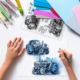 GLOBLELAND Vintage Tractor Clear Stamps for DIY Scrapbooking Retro Tractor Silicone Clear Stamp Seals for Cards Making Photo Album Journal Home Decoration