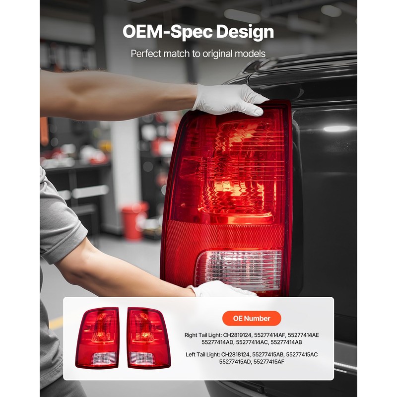 VEVOR Tail Light Assembly Compatible with 2009-2018 Dodge Ram 1500