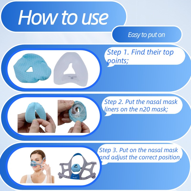 4 Pack Nasal CPAP Mask Liners Compatible with Medium Size