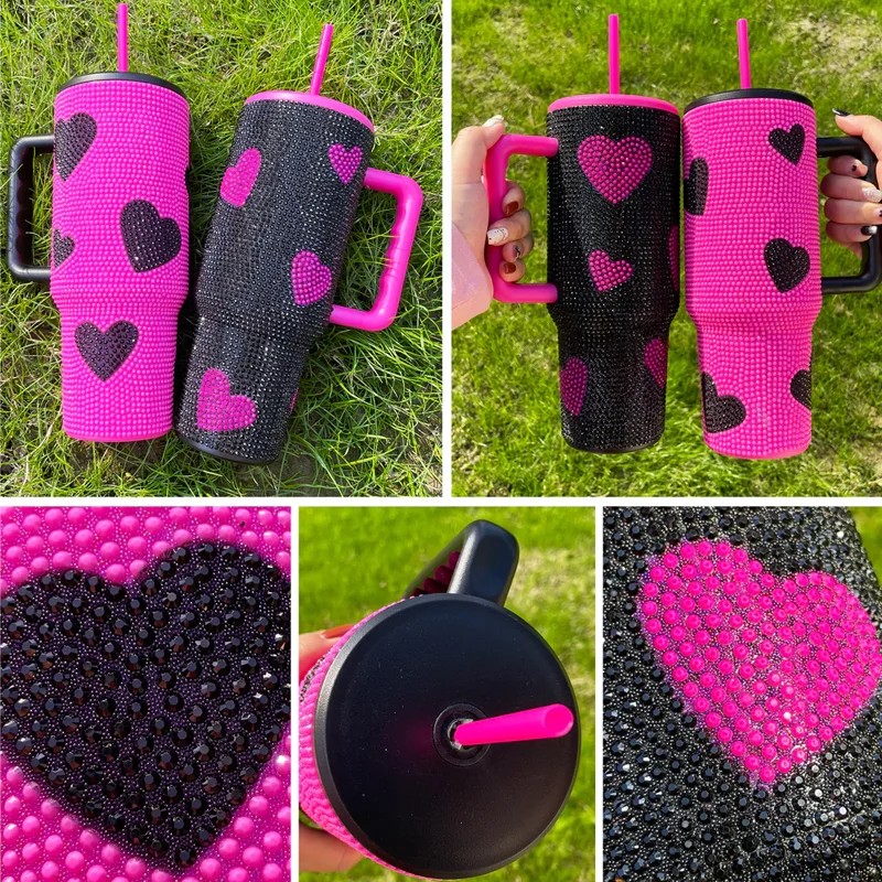 Us 40 OZ Sparkle Rhinestone Shatterproof Coffee Cup 40OZ Water