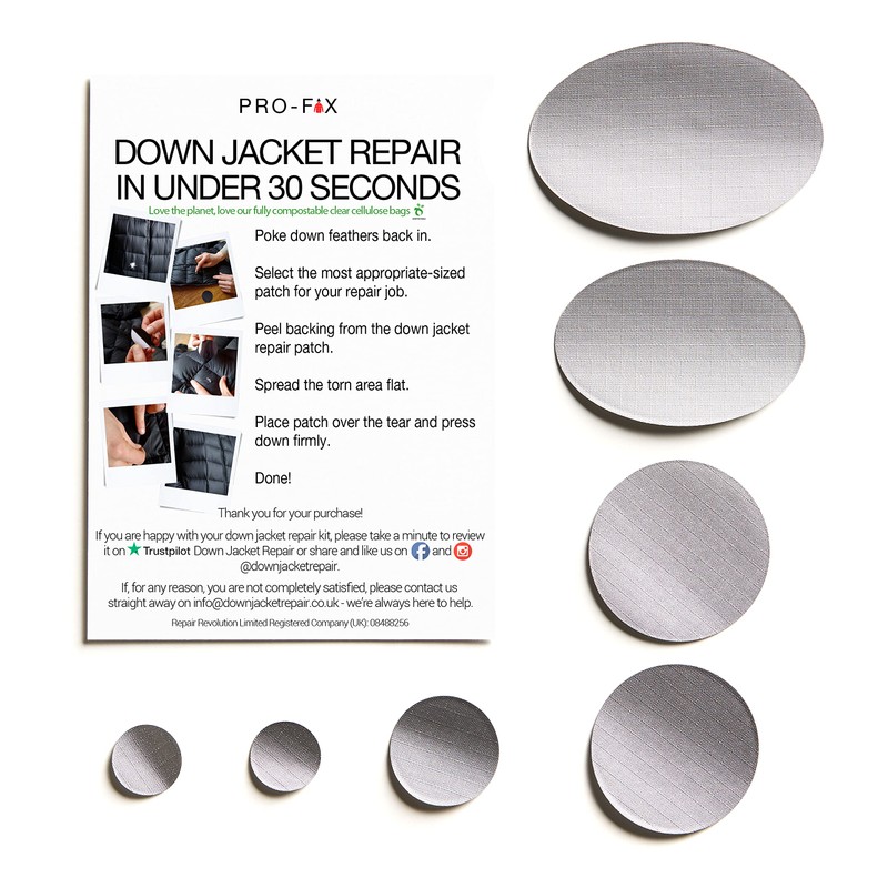 DJR Down Jacket Repair Patches (Self-Adhesive) (Silver)