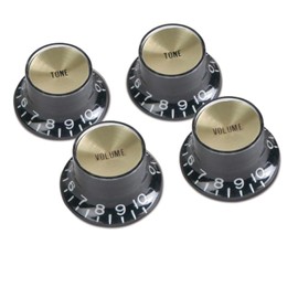 Gibson PRMK-020 Top Hat Style Knobs Black W/Gold Metal Insert Knob