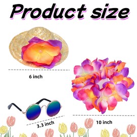 Porch Goose Outfits for 17-23" Lawn Decor - Hawaiian Summer Outfit Set with Straw Hat, Lei & Sunglasse