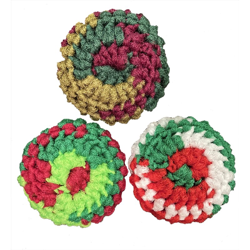 Nylon Netting Dish Scrubbies - Holiday 3-packs - Non-Scratch, Reusable