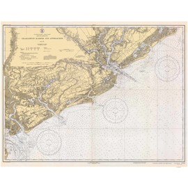 Charleston Harbor Approaches -1934 - Isle of Palms Folly, Kiawah, Edisto Islands South Carolina - Nautical Map Reprint 80000 AC Chart 1239