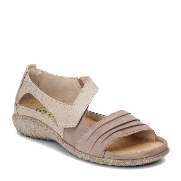 NAOT Women's Papaki Sandal Stone Nubuck/Beige Lizard Lthr 8-8.5 M