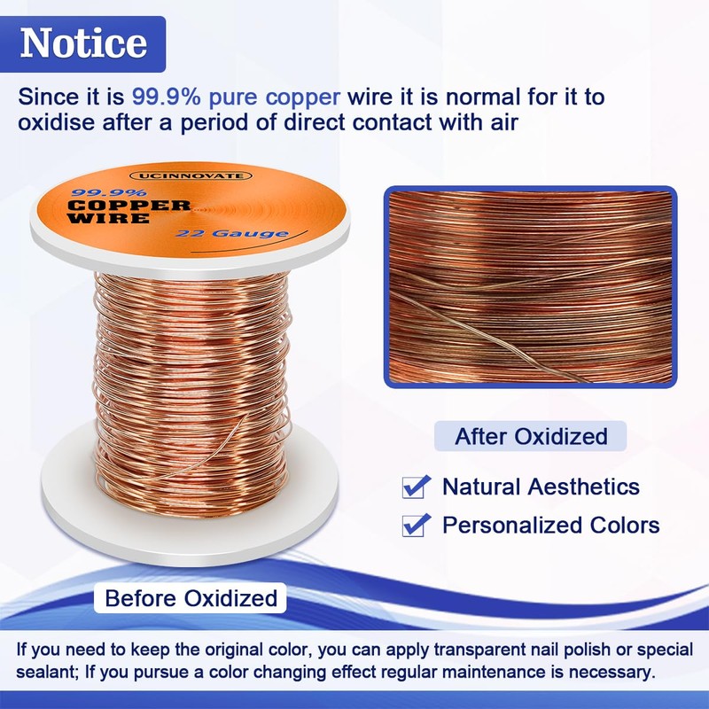 22 Gauge Solid Pure Copper Wire – 0.6mm Diameter, 50m