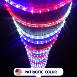 100Feet 1080bulbs LED Rope Lights 120V Waterproof for Indoor Outdoor use IP65 for Party,Camping,Backyard,Fence,Stairs,Pond,X'Mas Decoration,Patriot,Independence Day,4th of July (Red White Bule)