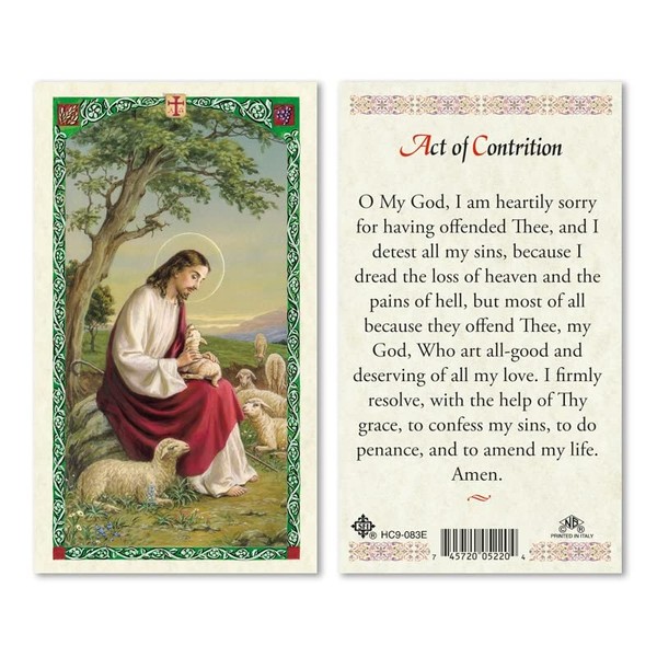 Act of Contrition The Good Shepherd. Laminated 2-Sided Holy Card (3 Cards per Order)