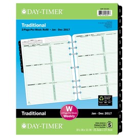 Day-Timer planificador semanal Refill 2017, dos páginas por semana, Loose Leaf, 8 – 1/5,1 x 27,9 cm Folio Tamaño (93010)