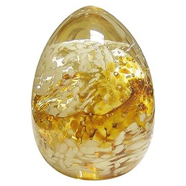 Caithness Glass Blessings Gold Paperweight | Gold | 65mm x 50mm | Handcrafted in Scotland | An eye-catching swirl of emerald gold glass is captured inside | Ornamental | Gift Boxed