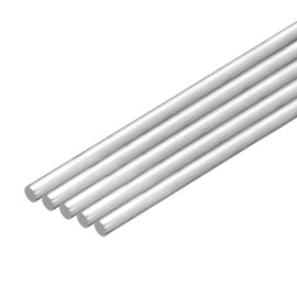 sourcing map 5Pcs 1/4"(7mm) Dia Round Aluminum Rod, 14"(356mm) Long 6061 Aluminum Round Rod Solid Lathe Bar Stock for Industry Construction DIY Crafts