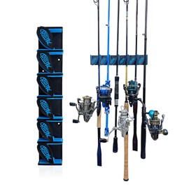 ReelFin Vertical Wall-Mounted Fishing Rod Holder, Fishing Rod Rack Up to 6 Rods or Combos Fixed Stand for Garage, Fits Most of Diameter 3-19mm