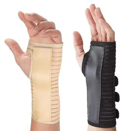 YOLONCE 2 x Carpal Tunnel Syndrome Wrist Support for Sports Protection, Black and Skin Tone, Right Hand, L