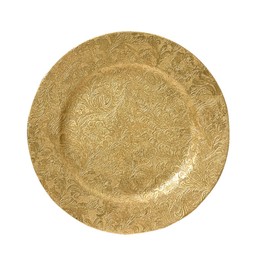 Kaemingk Decorative Plastic Plate 33 cm x 1 Piece Tendril Pattern with Flowers Metallic Look Place Plate Christmas Plate Gold