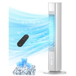 Windowless Portable Air Conditioner, Evaporative Air Cooler w/1.2L Water Tank, 3 Ice Packs, 7H Timer, 60° Swing, No Hose No Window Needed, 3-IN-1 Portable AC Unit for Room Bedroom Outdoor, white