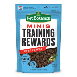 Pet Botanics 10 Oz. Pouch Training Reward Mini Soft & Chewy, Beef Flavor, with 500 Treats Per Bag, The Choice of Top Trainers
