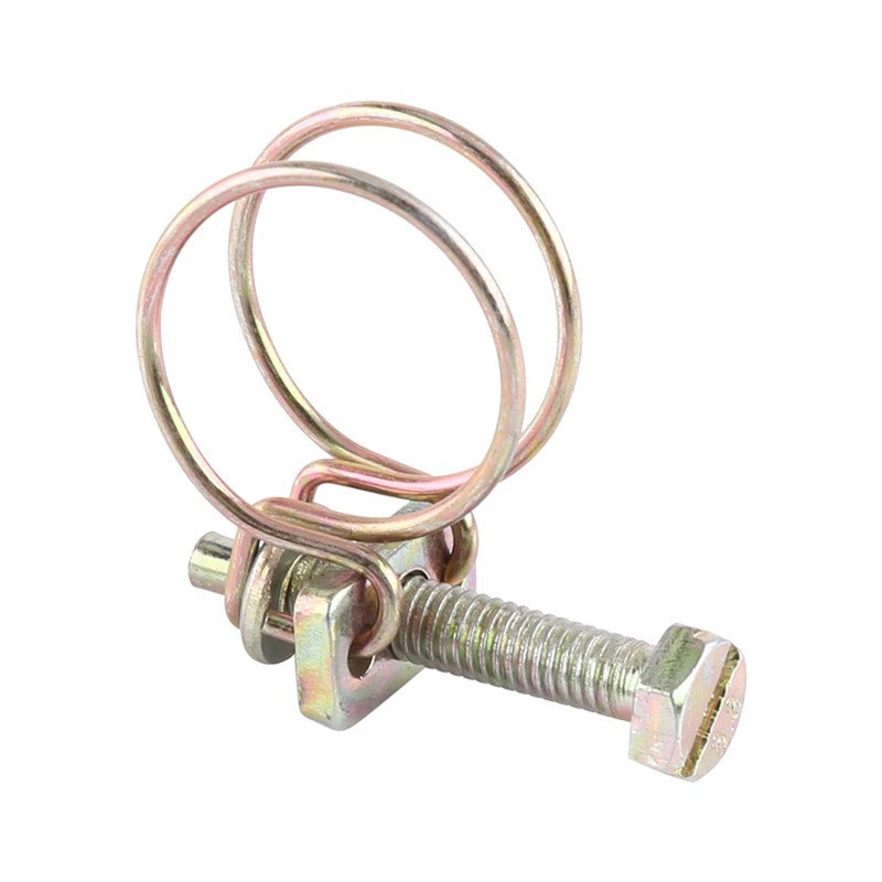 Akozon 10pcs Adjustable Double Wire Hose Clips, Stainless Steel Water