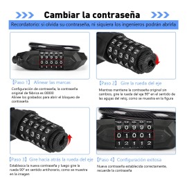 Candado Combinación Impermeable Para Bici/moto 1.5m Negro