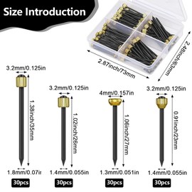 120 PCS Picture Hanging Nails, Picture Pins Brass Head Picture Nails for Walls Metal Head Hanging Pins with Plastic Storage Box Picture Frame Hangers