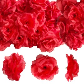 Mintalin 70 pcs Artificial Silk Roses Head Fake Rose Flower Head DIY Roses Heads for Valentine's Day Wedding Centerpieces Christmas Flower Wall DIY Crafts Bouquet Home Floral Decoration -Red