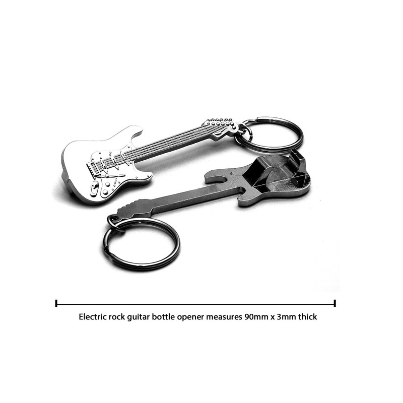 Gifticuffs Metal Bottle Opener Electric Rock Guitar with Keyring Attachment