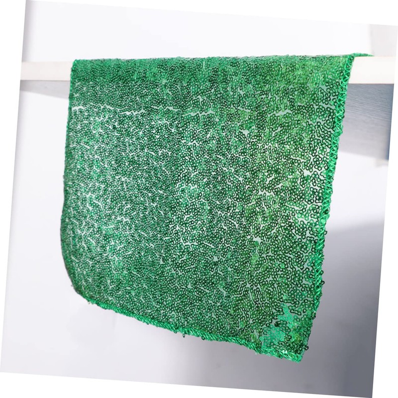 Mikinona Elegant Green Sequin Table Runner Lightweight Party Tablecloth for