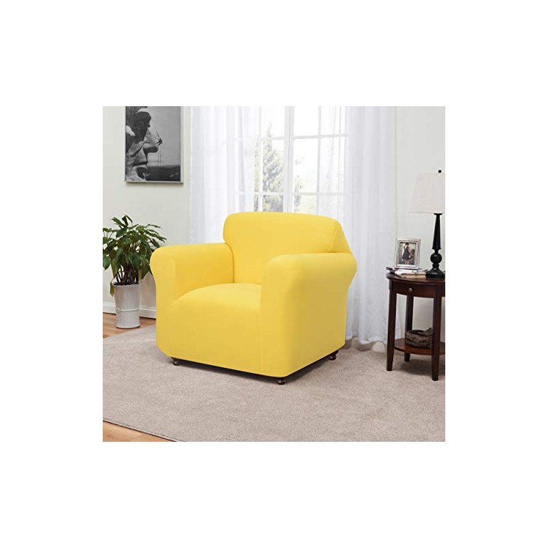 Madison Stretch Jersey Yellow Chair Slipcover, Solid