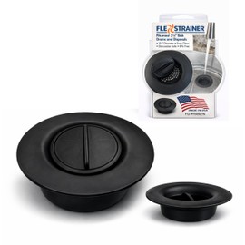 Flex Strainer® Sink Drain Strainer with Optional Stopper – No Center Stem, Fits Standard 3½” Sink Drains & Disposals – Easy Clean, Dishwasher Safe – Made in USA (Black, 1PK)